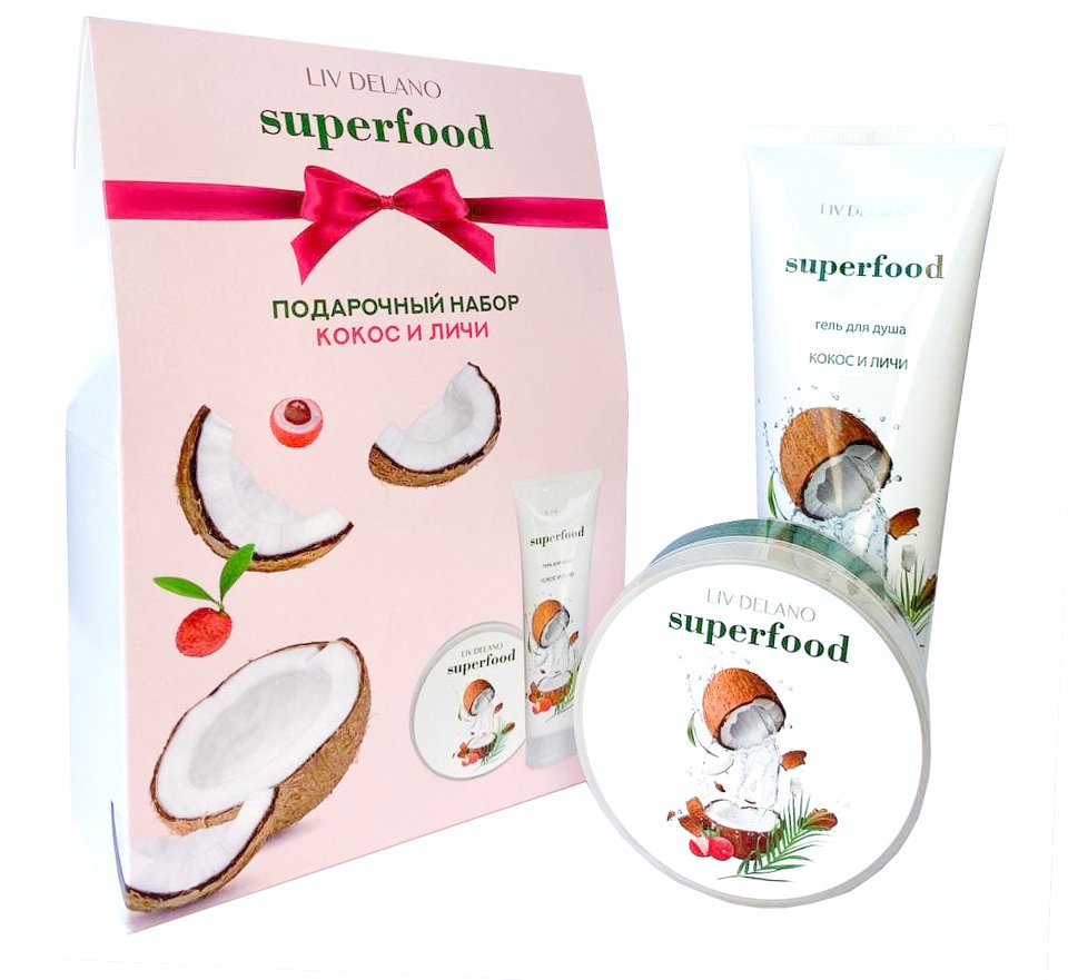 

Подарочный набор Liv Delano Superfood Кокос и личи Гель для душа 250 мл + Крем для тела 240 мл