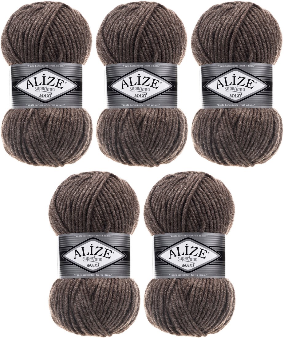 

Набор пряжи для вязания Alize Superlana Maxi 240 (100 м, кофейный, 5 мотков)