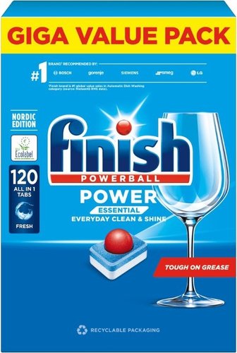 Таблетки для посудомоечной машины Finish All in 1 Powerball Power Essential (120 шт)