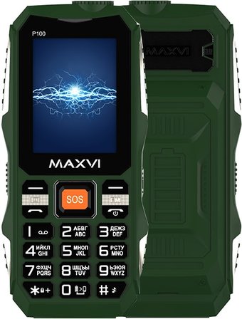 Кнопочный телефон Maxvi P100 (зеленый)