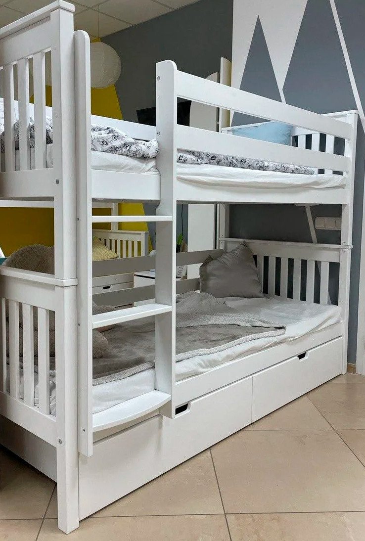 Двухъярусная кровать Kinderwood Вуди-4 200х90 с ящиками (белый)