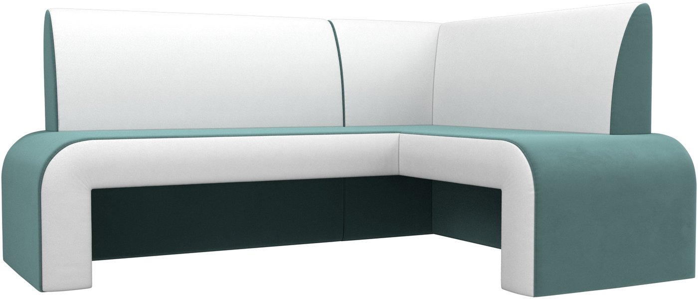 

Угловой диван Лига диванов Кармен правый 107016 (велюр бирюзовый/экокожа белый)