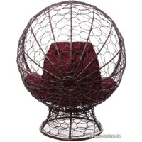 Кресло M-Group Кокос на подставке 11590202 (коричневый ротанг/бордовая подушка)