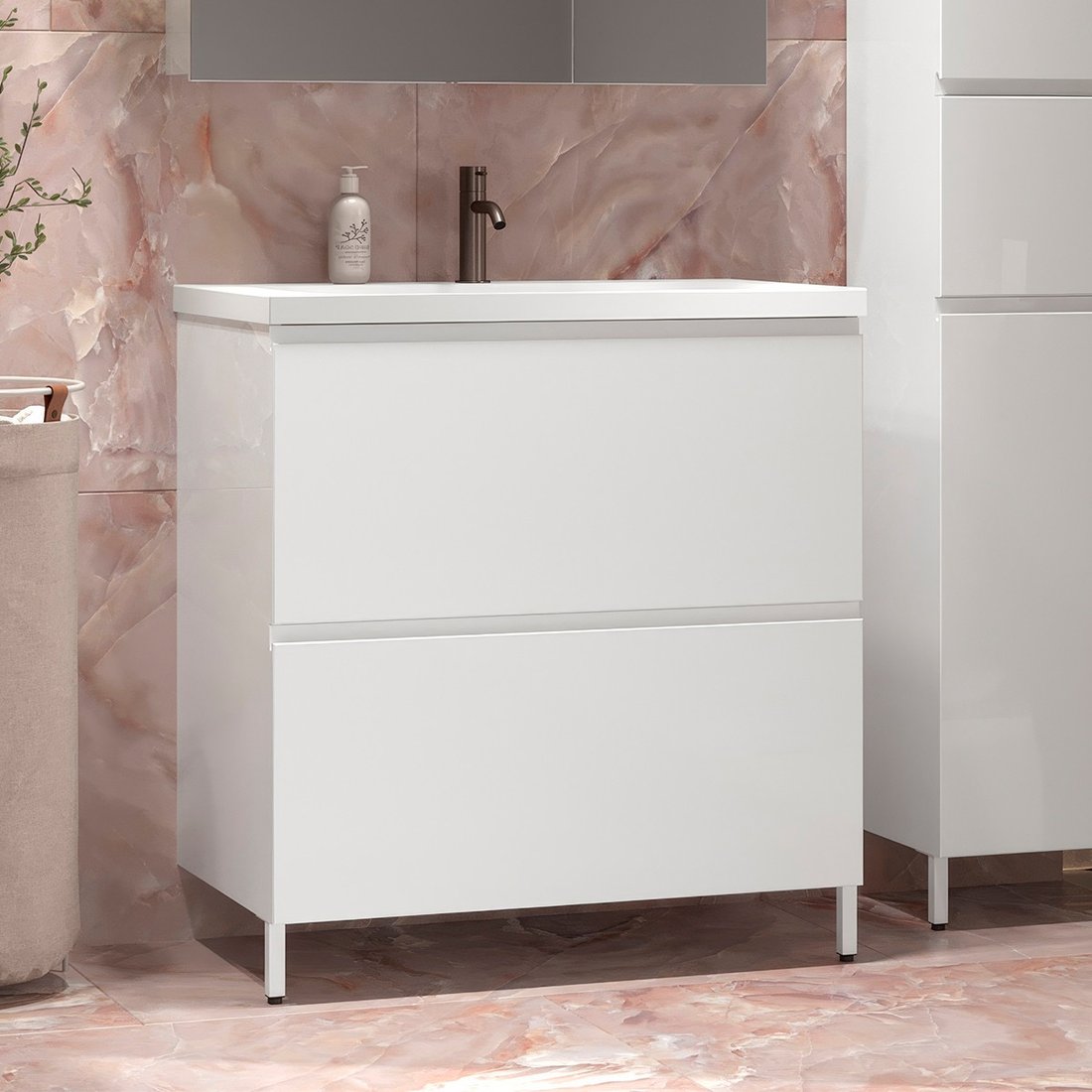 

Belux Тумба под умывальник Минск Н 90-02 (1, белый глянцевый)