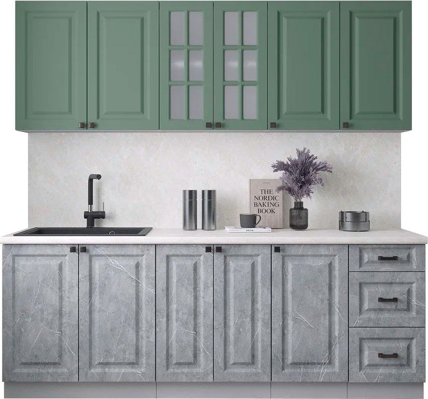 

Готовая кухня Интерлиния Мила Деко 2.2А (керамика/мята/опал светлый)