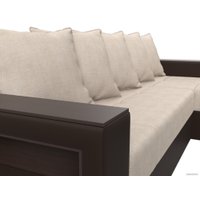 Угловой диван Лига диванов Дубай лайт правый 114194 (рогожка бежевый/экокожа коричневый)