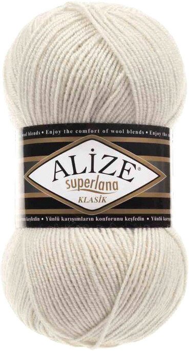 Пряжа для вязания Alize Superlana klasik 599 (280 м, слоновая кость)