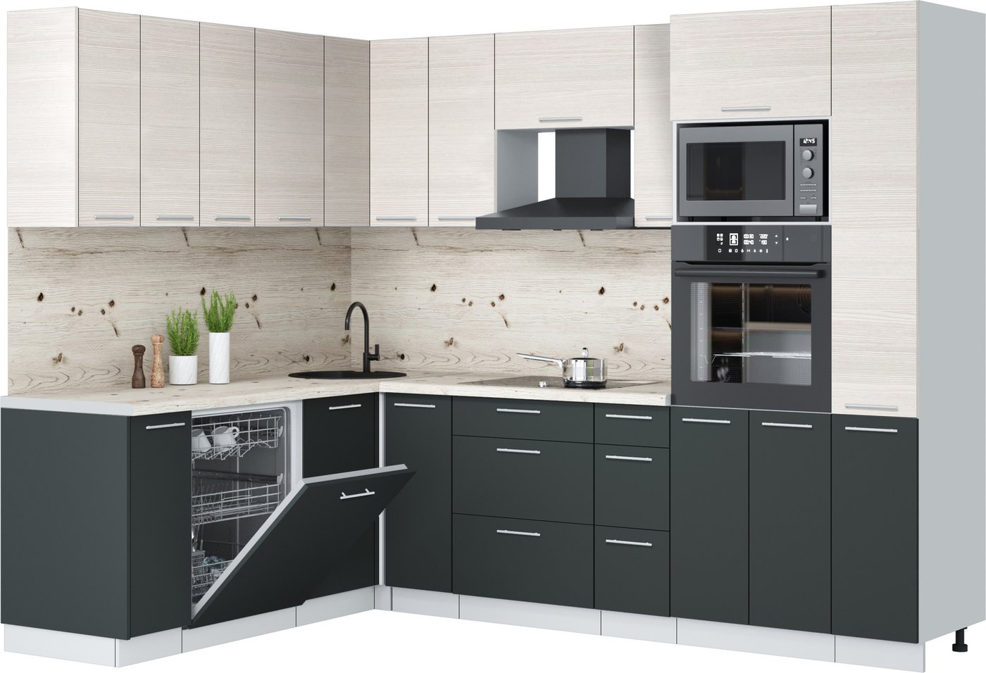 

Готовая кухня Интерлиния Мила Лайт 1.896х2.68 (вудлайн кремовый/антрацит/бискайская сосна)