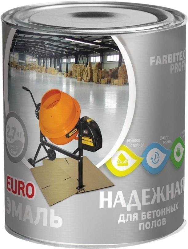 

Эмаль Farbitex Профи Для бетонных полов алкидно-уретановая 2.7 кг (белый)