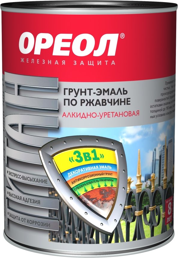 

Эмаль Ореол Титан грунт-эмаль по ржавчине 3 в 1 (желтый, 0.9 кг)