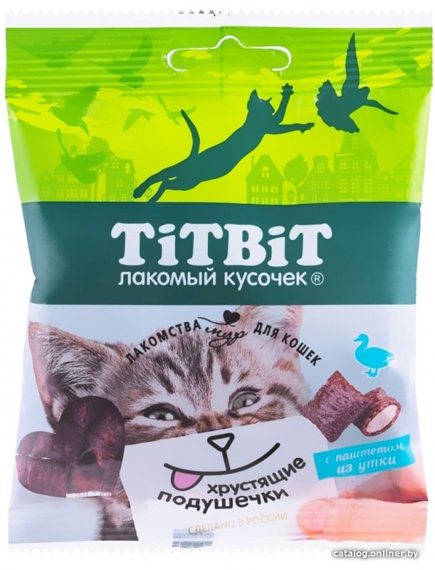 Лакомство для кошек TiTBiT Хрустящие подушечки с паштетом из утки 30 г