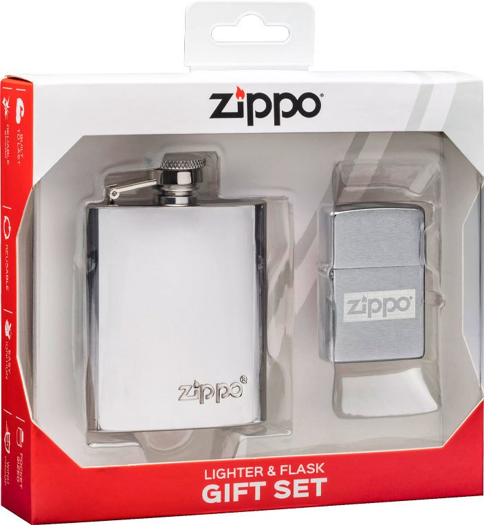 

Зажигалка Zippo Brushed Chrome 49358 (с фляжкой 89 мл)