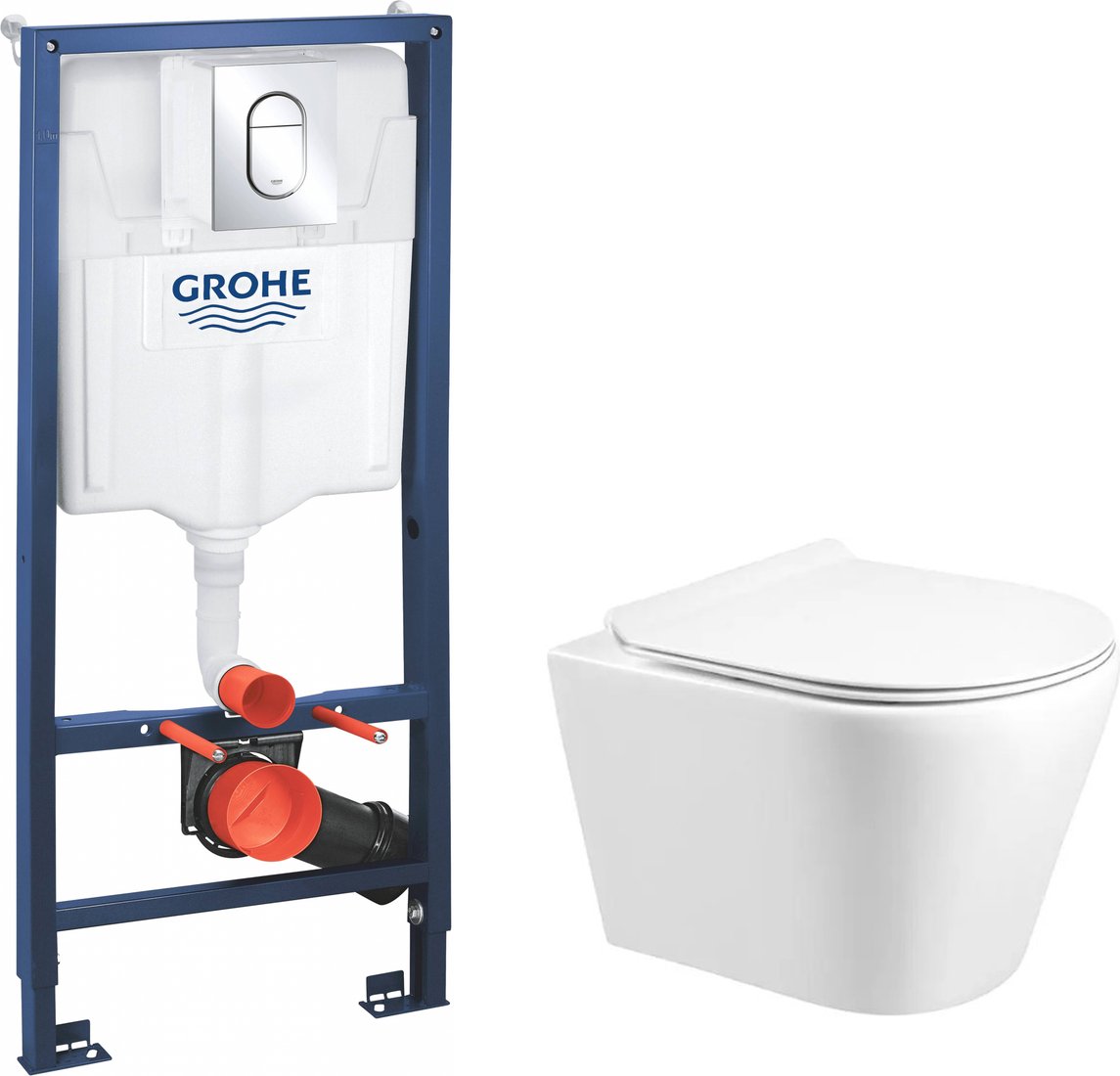 

Унитаз подвесной Grado GD-W201T + GROHE Rapid SL 39504000 (с кнопкой смыва)