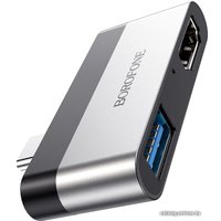 Адаптер Borofone DH2 USB Type-C - USB 3.0 + HDMI (металлик)