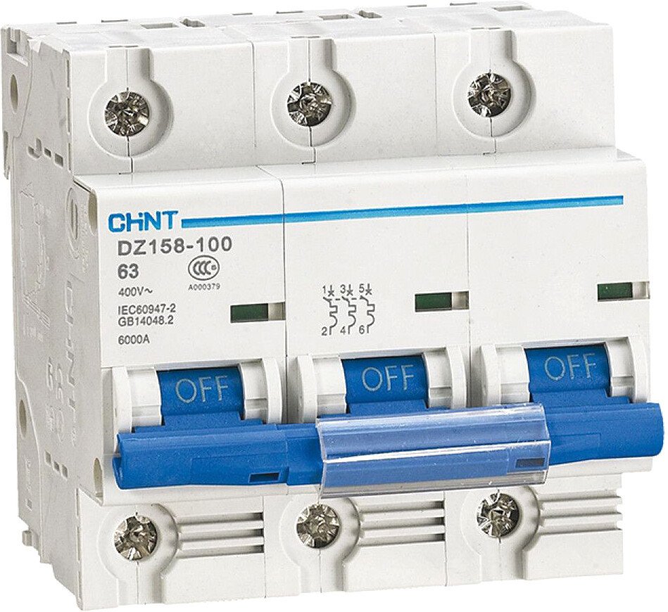 

Выключатель автоматический Chint DZ158-125H 3P 125A 10kA (8-12In) 158109