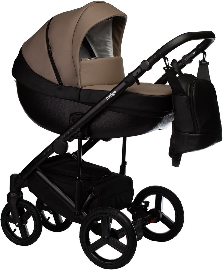 

Универсальная коляска Indigo Tour Eco (2 в 1, te 04/черная кожа+темно-бежевая кожа)