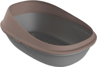 Туалет-лоток Kiri-Kiri с сеткой и бортиком (темно-серый/мокко)