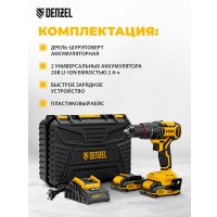 Ударная дрель-шуруповерт Denzel CIDH-BL-20 (с 2-мя АКБ, кейс)