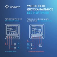 Реле Hommyn zigbee 2 канала RLZBNN02 (без нейтрали)