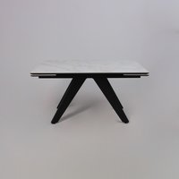Кухонный стол Lepremo AV 2122 МДФ+керамика раздвижной 1400-2000x850 (белый глянцевый Carla Larkin/черный)