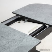 Кухонный стол Аврора Корсика стекло 120-151.5x80 (мрамор серый 12/черный)