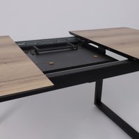 Кухонный стол Lepremo AV 1208 HPL+МДФ раздвижной 1200-1600x800 (дуб делано натуральный/черный)