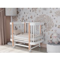 Кроватка-трансформер Incanto Mimi-ЮГ с автоспинкой и маятником KR-0182/1 (белый/бук)