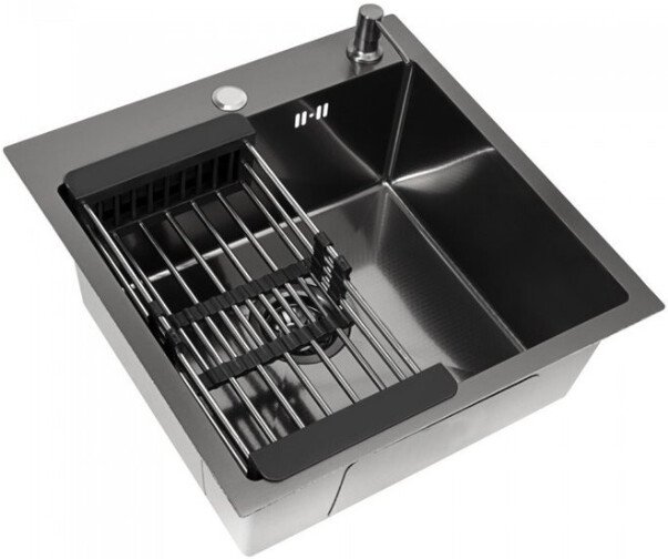 Кухонная мойка ALLBA 500x500 Black PVD Decor (коландер, дозатор)