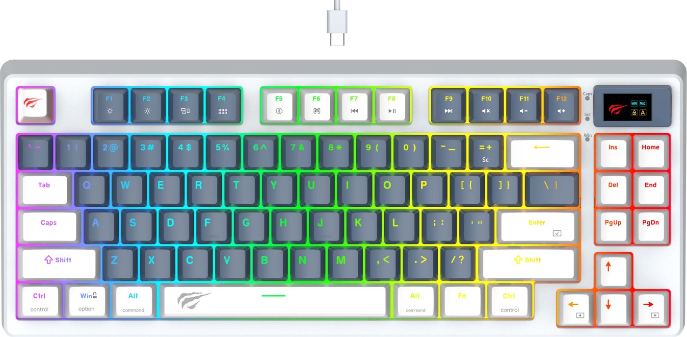 

Клавиатура Havit Gamenote KB884L RGB (белый, Content Red)