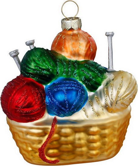 

Елочная игрушка Inge's Christmas Figural Glass Ornaments Корзинка с нитками 65054H120