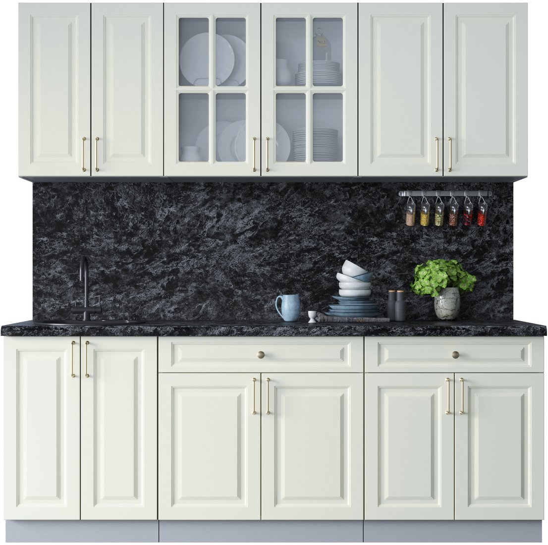 

Готовая кухня Интерлиния Мила Шато 2.1А (белый/белый/кастилло темный)