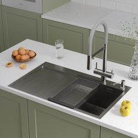 Кухонная мойка Roxen Vespa 560230-70R сатин (с коландером и дозатором)