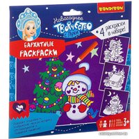 Набор для создания поделок/игрушек Bondibon Новогодние бархатные раскраски BB3012 (фиолетовый фон)