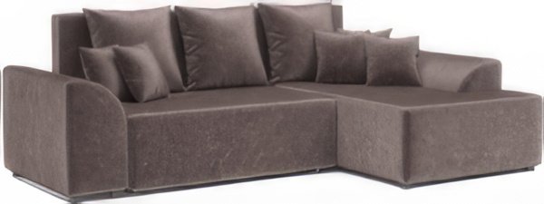 

Угловой диван Мебель-АРС Каскад правый (бархат серо-шоколадный Star Velvet 60 Coffee)