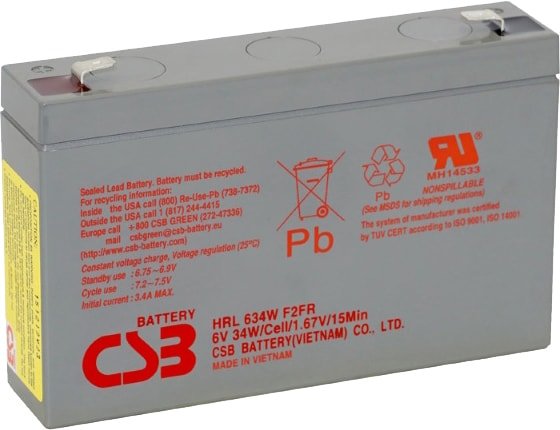 

Аккумулятор для ИБП CSB Battery HRL634W F2FR (6В/9 А·ч)