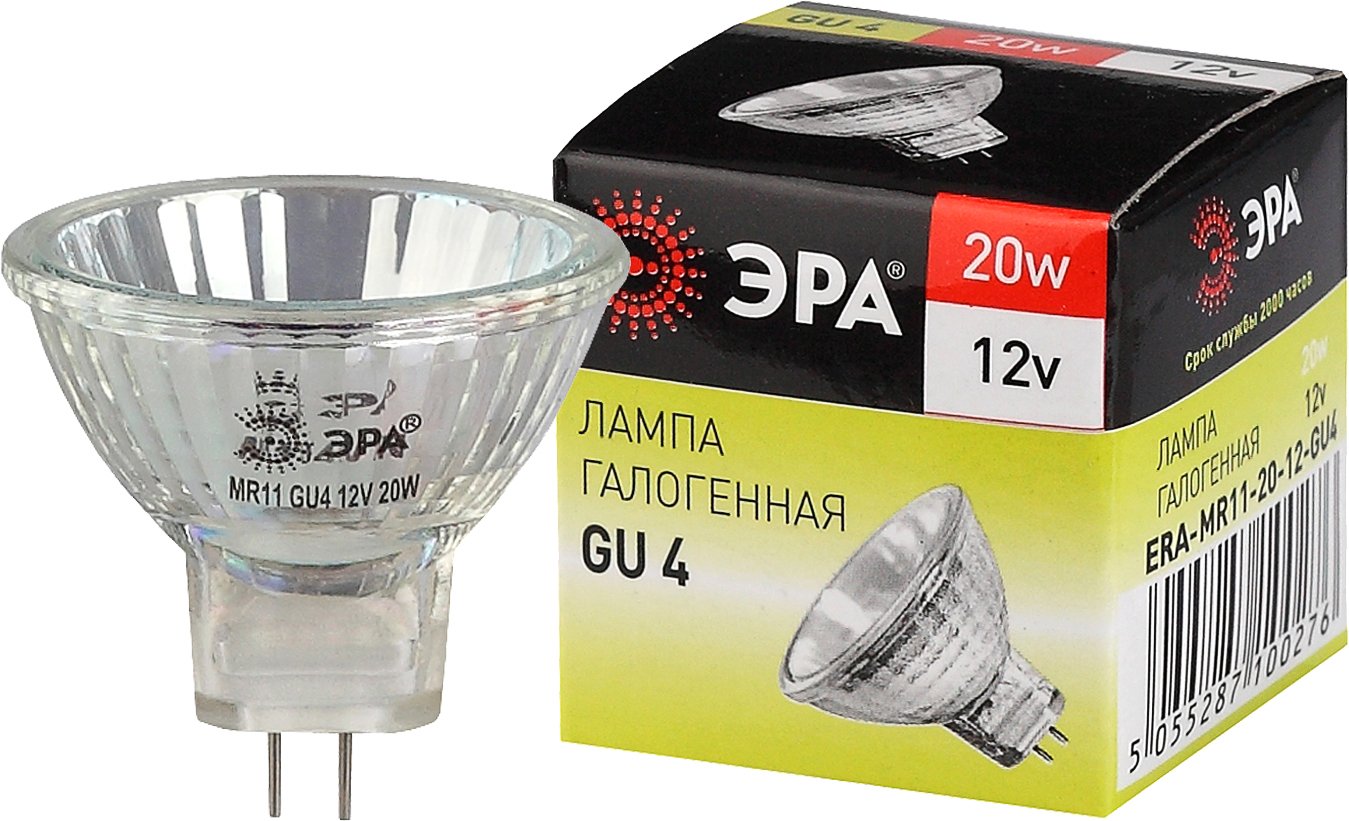 

Галогенная лампа ЭРА GU4-MR11-20W-12V-30CL C0027361