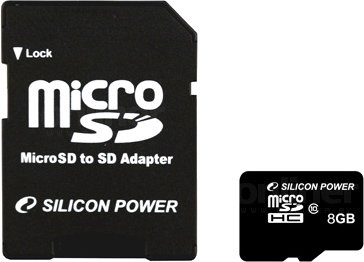 

Карта памяти Silicon-Power microSDHC (Class 10) 8 Гб + адаптер (SP008GBSTH010V10)