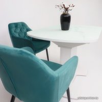 Кухонный стол Аврора Корсика стекло 120-151.5x80 (мрамор белый 2/белый матовый)