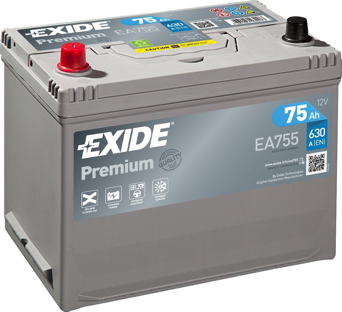 

Автомобильный аккумулятор Exide Premium EA755 (75 А/ч)