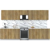 Готовая кухня Интерлиния Мила Матте 3.5 Б (дуб вотан/дуб вотан/белый гранит) в Солигорске