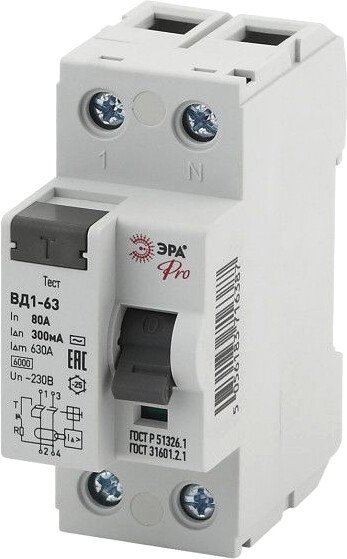 

Устройство защитного отключения ЭРА Pro NO-902-63 ВД1-63 2P 80А Б0031902
