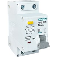 Дифференциальный автомат Атрион АД63 1P+N 25A (C) 4.5kA 30mA тип AC AD63-25-30
