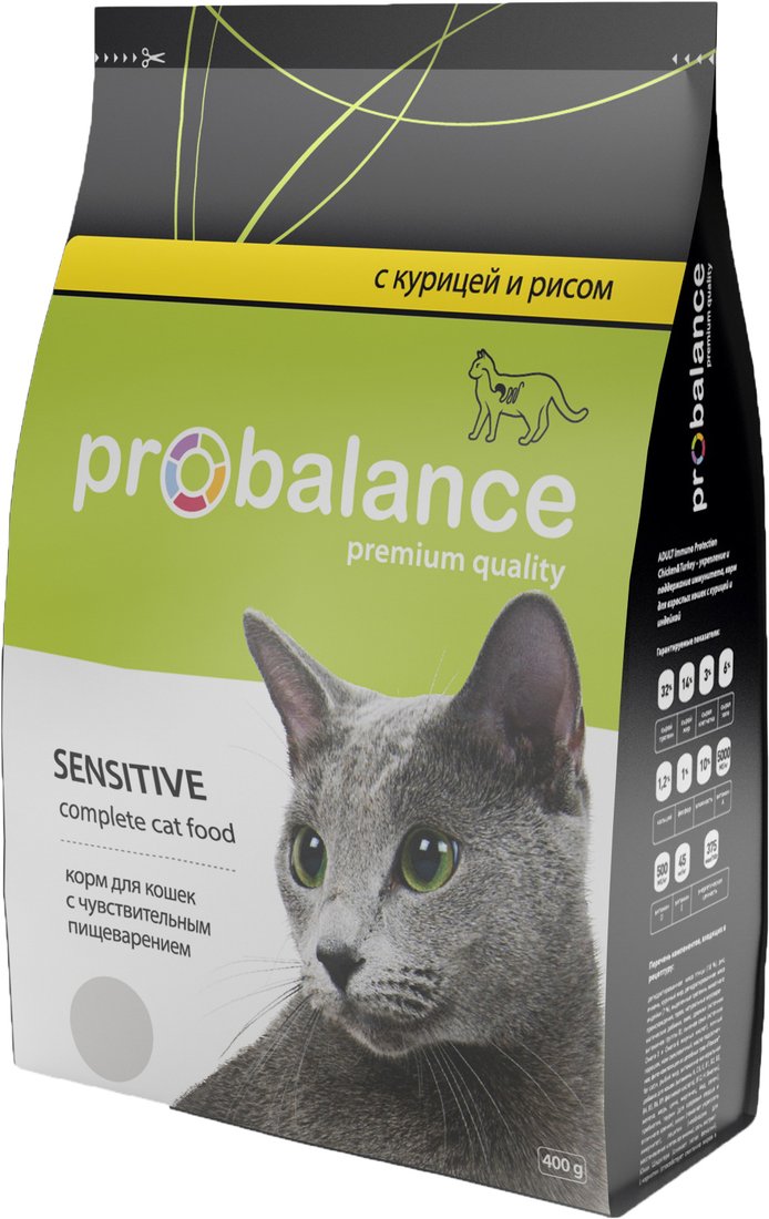

Сухой корм для кошек Probalance Sensitive (с чувствительным пищеварением, с курицей и рисом) 0.4 кг