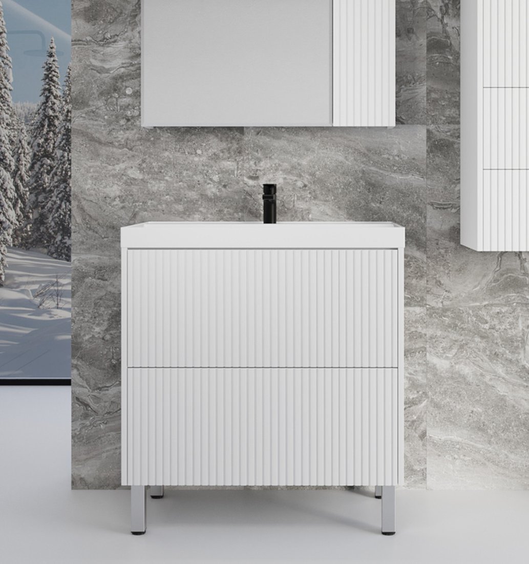 Symbolite Тумба под умывальник Стокгольм 70 Classic Push 2 ящика (белый рифленый софт)
