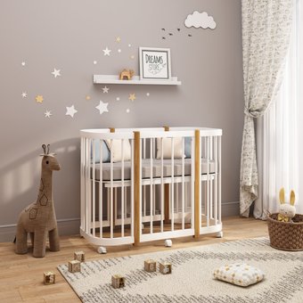 Классическая детская кроватка Dreams Leo (белый/натуральный)