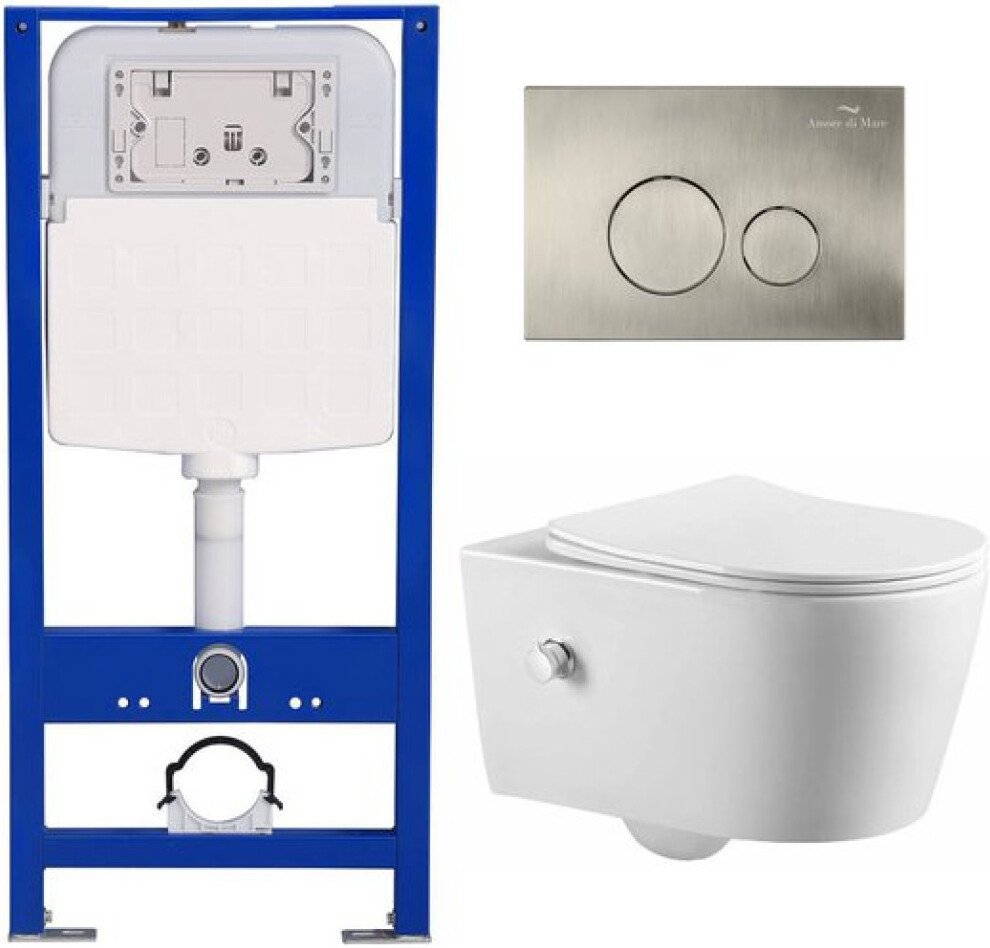Унитаз подвесной Amore di Mare Temo Bidet P322X + QuickFit 50114 + кнопка 303BN
