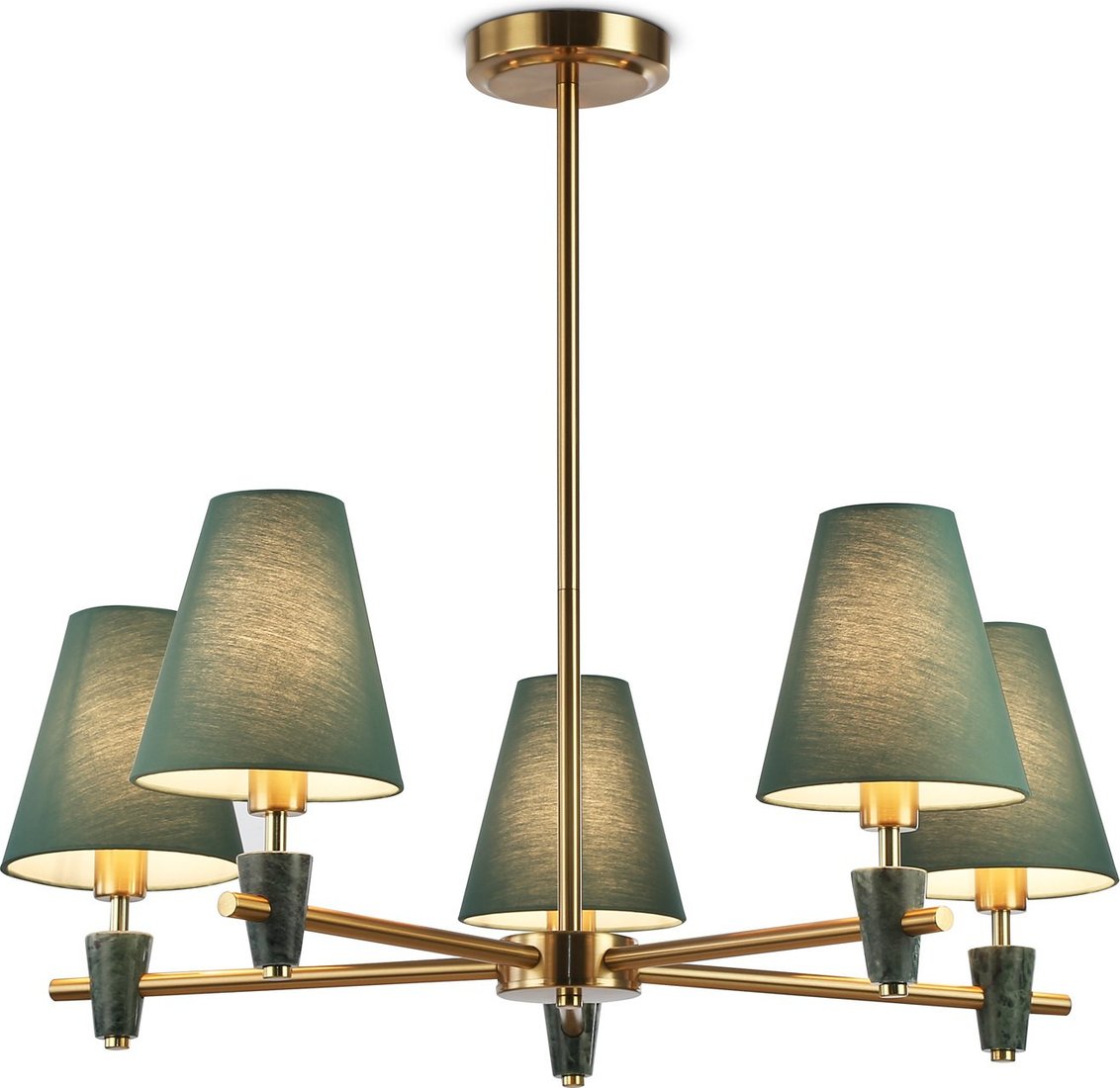 Подвесная люстра Ambrella light LH75051/5 BS/GN (латунь/зеленый)