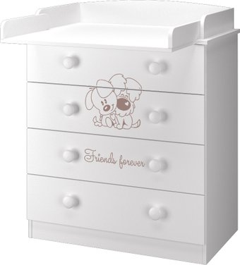 Детский комод MLK Эмили (белый/друзья)