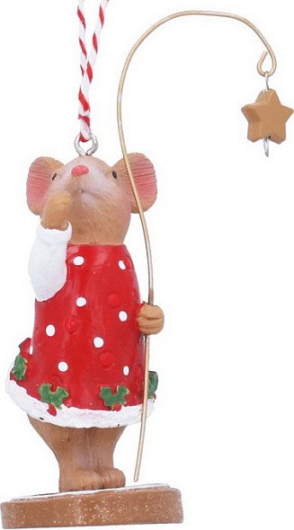 

Елочная игрушка Gisela Graham A Nordic Christmas Мышонок Holly со звездой 10084_1