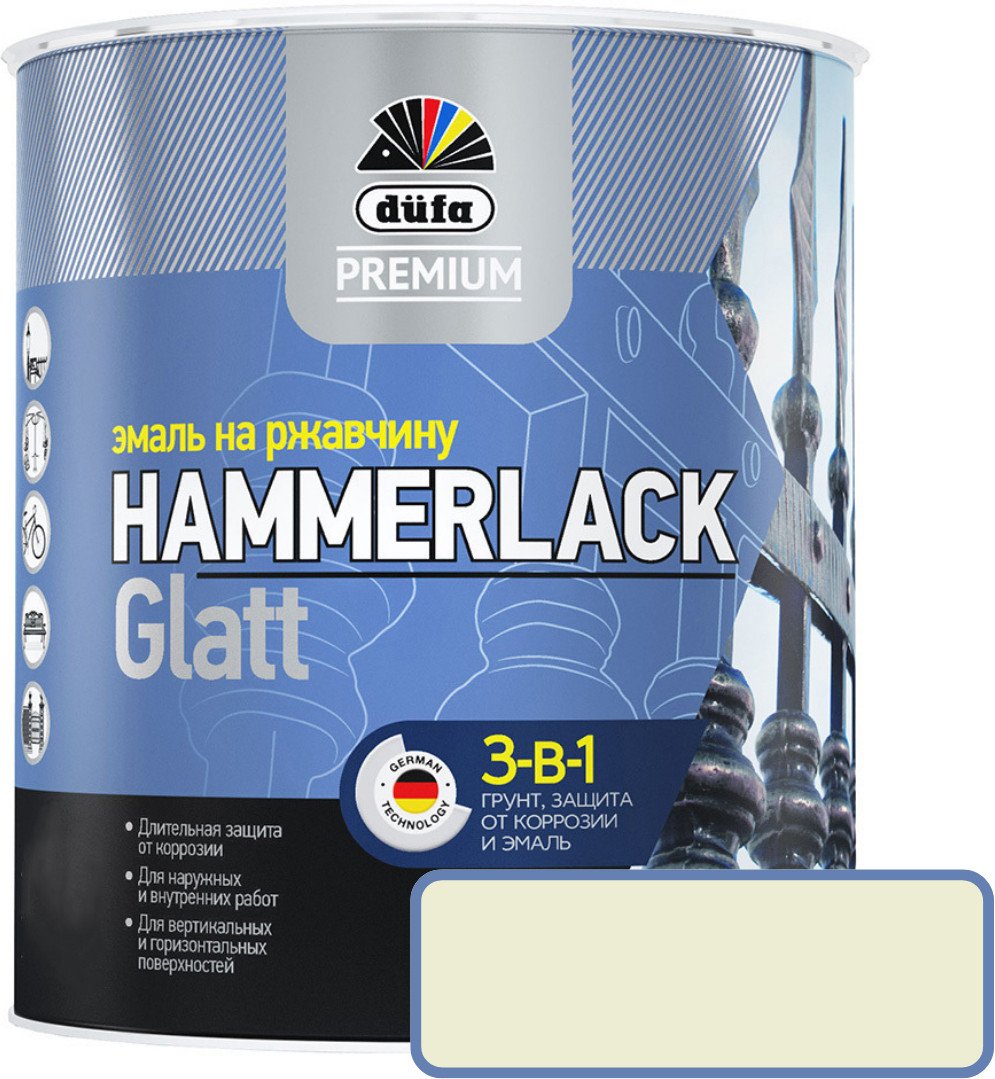 

Эмаль Dufa Hammerlack на ржавчину гладкая RAL1015 (2 л, слоновая кость)
